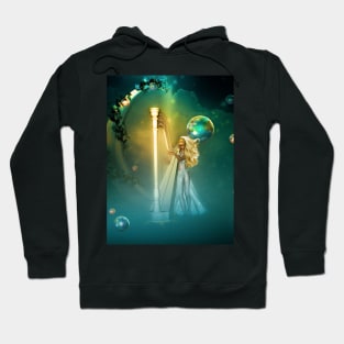 Beautiful fairy playing a harp in the sky Hoodie